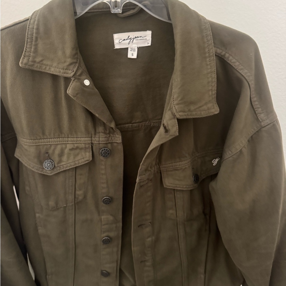 Carly Jean Los Angeles Olive Green Jean Jacket